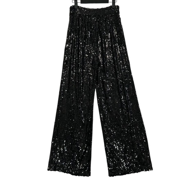 NWT Ramy Brook Christine Black Sequin Wide Leg Pants Size 6 from Revolve - Picture 5 of 7